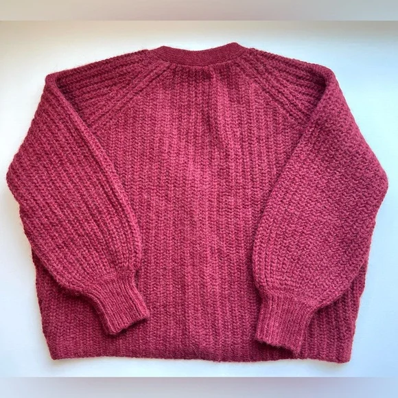 Sezane Burgundy Basile Knit Cardigan M - Picture 2 of 8